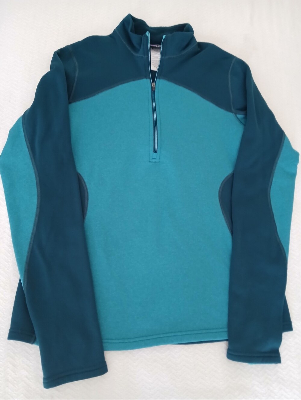 Womens Teal Two-Tone Quarter-Zip Performance Outdoor Pullover Sweatshirt